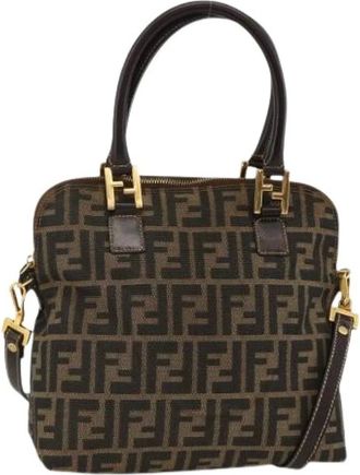 Fendi Pre-owned Handbags, female, Brown, Size: ONE SIZE Pre-owned Zucca Canvas Hand Bag
