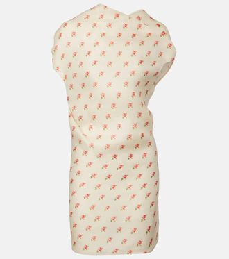 Khaite Floral draped silk minidress