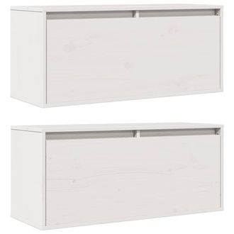 Berkfield Home Wall Cabinets 2 pcs White 80x30x35 cm Solid Wood Pine | Size: 80 x 30 x 35 cm