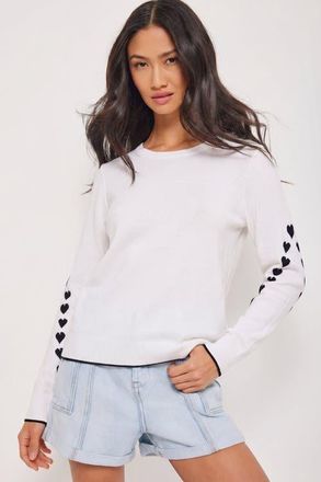 Lisa Todd Love Notes Heart Sweater in White at Nordstrom, Size Medium