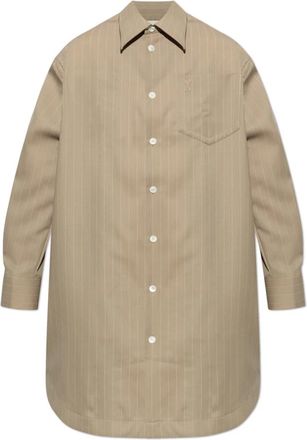 Ami Jurk in overhemdstijl - Dames - Shirt Kleedjes - Beige - L - Katoen - Kleedjes