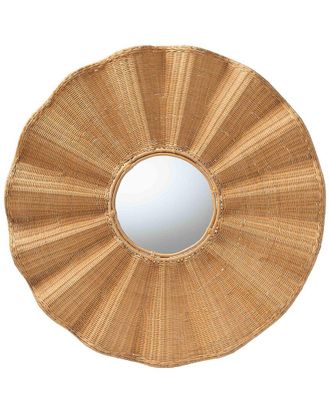 Baxton Studio Palm Scalloped Rattan Wall Mirror