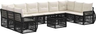vidaXL Conjunto De Sof&aacute;s De Jard&iacute;n 11 Uds. Negro Y Blanco Crema Vidaxl