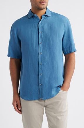 Johnnie-O Gianna Hangin Out Short Sleeve Linen & Lyocell Button-Up Shirt in Navy at Nordstrom Rack, Size Xx-Large