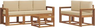 vidaXL Conjunto De Sof&aacute;s De Exterior 6 Uds. Natural Y Beige Vidaxl