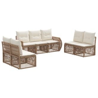 vidaXL Conjunto De Sof&aacute;s De Jard&iacute;n 7 Pcs Beige Y Blanco Crema Vidaxl