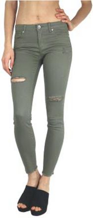 Tractr Fray Hem Ankle Crop Jeans In Vetiver