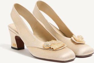 Valentino Garavani D&eacute;collet&eacute; Slingback Adamantine In Tessuto Glitter 60Mm Donna ANTIQUE BRASS 36.5