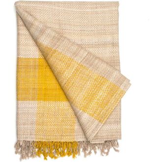 Sustainable Threads Border Handwoven Silk Throw in Haldi at Nordstrom