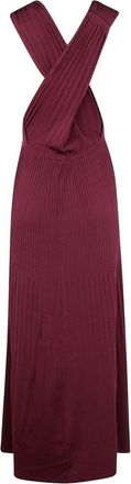 Twin-Set Twinset Burgundy Ribbed Knit Dress