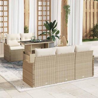vidaXL Vidaxl - Conjunto De Sof&aacute; De Jard&iacute;n Con Coj&iacute;n 6 Pcs Beige Polirat&aacute;n