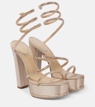Rene Caovilla Embellished satin platform sandals