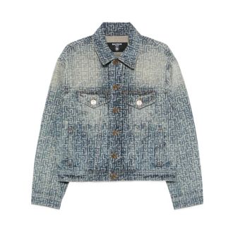 Balmain Denim Jackets, male, Blue, Size: L Monogram Denim Jacket