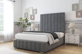 Comfort Beds Paris Coniston Bed Frame With Mattress-50 Upholstered in Dark Grey | Size: Small Double