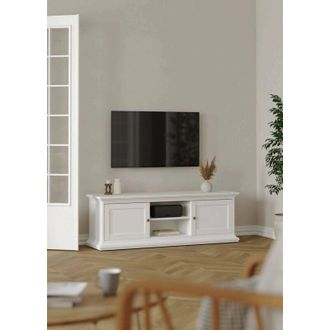 Dmora Dmora - Mueble De Televisi&oacute;n Ziba, Aparador De Sal&oacute;n, Mueble Bajo Para Tv, Base De Pared Equipada, 149x42 H51 Cm, Blanco