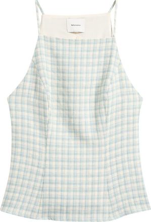 Reformation Finley Sleeveless Linen Top in Zephyr Check at Nordstrom, Size 10