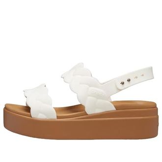 Crocs (WMNS) Crocs Brooklyn Woven Wedge Sandals White Brown 209977-0WV