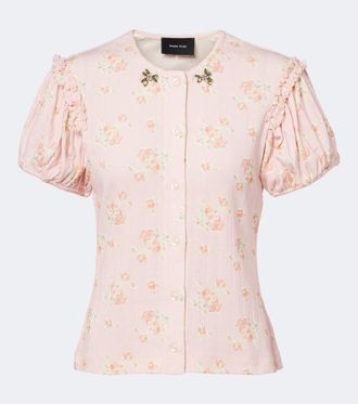 Simone Rocha C&aacute;rdigan de pointelle de algod&oacute;n floral adornado