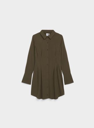 Twik Womens Flared cuffs pleated waist shirtdress