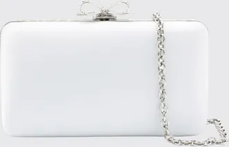 Self Portrait Clutch in raso con fiocco di cristalli e tracolla amovibile