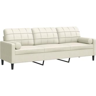 vidaXL Sof&aacute; De 3 Plazas Con Cojines Terciopelo Color Crema 210 Cm Vidaxl