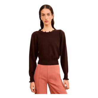 Ulla Johnson Round-neck Knitwear, female, Brown, Size: M Adette Pullover