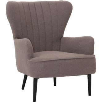 Hhg [NON UTILIZZATO] Poltrona HHG-067, sedia cocktail imbottita retro vintage tessuto boucl&eacute; (600g/m&sup2;) Oeko-Tex, grigio chiaro