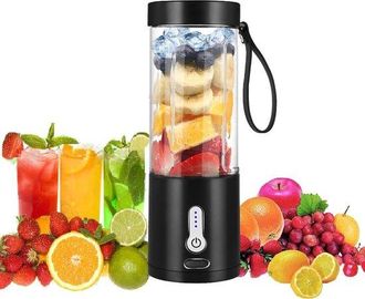 OEM Licuadora Port&aacute;til Inal&aacute;mbrica Negra Con 6 Cuchillas, Bater&iacute;a De 4000 Mah Y Cargador Usb, C Resistente Al Agua, 500 Ml