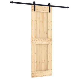 Berkfield Home Sliding Door with Hardware Set 70x210 cm Solid Wood Pine in Brown