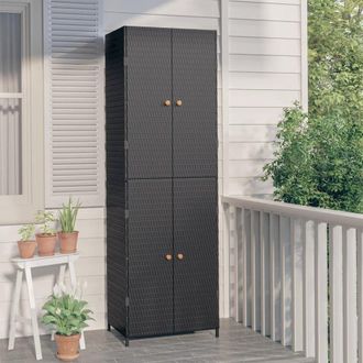 vidaXL Garden Storage Cabinet Black 23.2x15.7x70.9 Poly Rattan