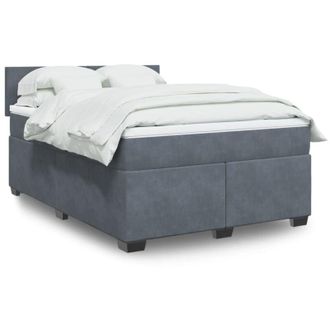 vidaXL Cama Box Spring Con Colch&oacute;n Terciopelo Gris Oscuro 140x190 Cm Vidaxl