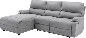 Vente-Unique Sof&aacute; rinconera izquierda relax el&eacute;ctrico de tela gris claro LUNANO