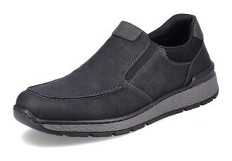 Rieker Slipper RIEKER, Herren, Gr. 40, schwarz, Lederimitat, Schuhe Slipper, mit herausnehmbarer Einlage