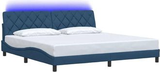 vidaXL Vidaxl - Estructura De Cama Con Led Sin Colch&oacute;n Tela Azul 200x200 Cm