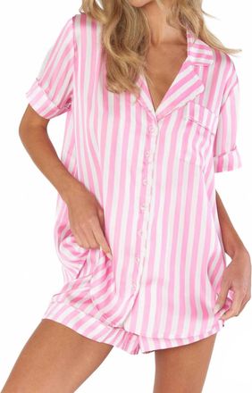 Show me your Mumu Slumber Pj Set In Pink Stripe Silky