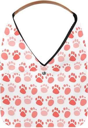 Generic Pink Paw Reusable Lightweight Grocery Bags - Foldable Into Compact Pouch, Washable & Sturdy, Multipurpose for Shopping and Travel