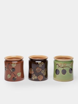 Poterie d'Évires Fruits Hand-Painted Ceramic Confiture Pots (Set of 3)