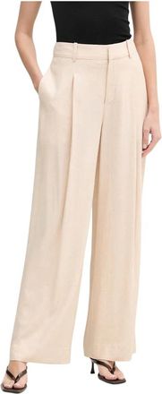 Mos Mosh Coleen Wide Broeken - Dames - Wijde Broeken - Beige - M - Linnen - Broeken