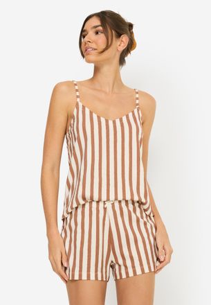 Lascana Shorty LSCN BY LASCANA, Damen, Gr. 32/34, braun, ros&eacute;gold, gestreift, Single Jersey, Obermaterial: 50% Baumwolle, 50% Viskose, gestreift, mehrfarbig, 