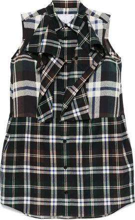 sacai checked mini dress - Green