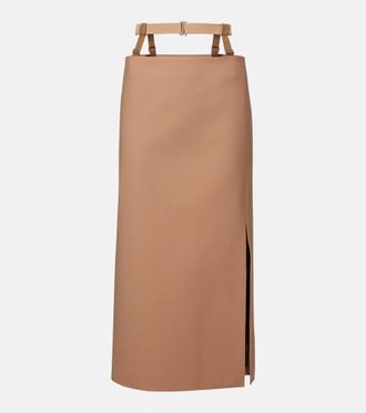 MUGLER Falda tubo en mezcla de lana con aberturas