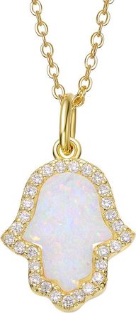 Rachel Glauber 14K Plated Cz Pendant Necklace