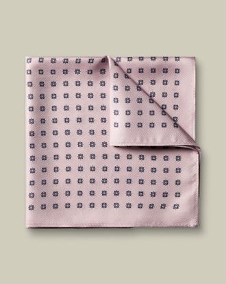 CHARLES TYRWHITT Silk Medallion Print Pocket Square - Pink Size OSFA by Charles Tyrwhitt