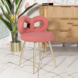 Dmora Silla Rishik, Una Silla, Asiento En Tejido Efecto Boucl&egrave;, Acolchada, Rosa