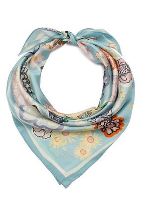 Kate Spade New York garden floral silk square scarf in Blue Multi at Nordstrom