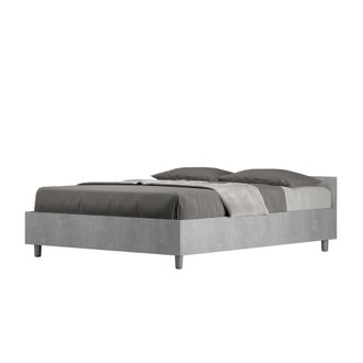 ITYhome Letto Alla Francese - Nuamo - Colore: Grigio - Dimensione Rete: 140x190 - Tipologia Letto: Con Rete E Contenitore