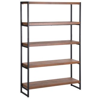 Beliani Beliani - Estante De Madera Oscura Y Estructura Met&aacute;lica Negra 155 X 100 Cm Estilo Industrial