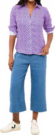 Hiho Womens Twig Linen Shirt In Peacock Check