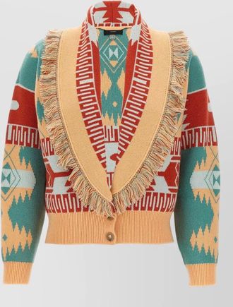 Alanui thistles knitwear shawl collar fringe