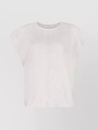 Calvin Klein linen top cap sleeves keyhole back